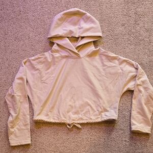 Cream Cropped Hoodie